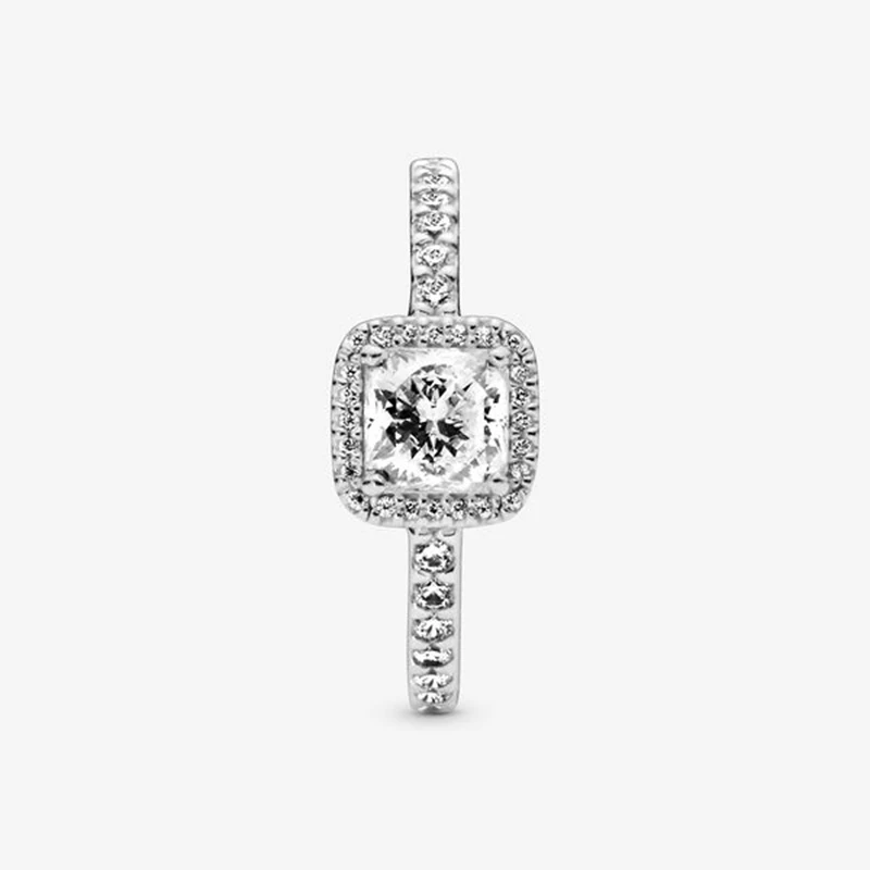 Осень, женское серебряное кольцо из натуральной 925 пробы, квадратное Сверкающее Кольцо Halo, ювелирное изделие для помолвки, юбилей