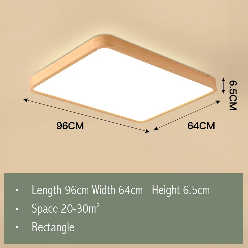RectangleL96 W65CM Современный светодиодный потолочный светильник для гостиной светодиодный светильник декоративное освещение Дерево простое освещение внутреннее светодиодное освещение - Цвет корпуса: RectangleL96 W65CM