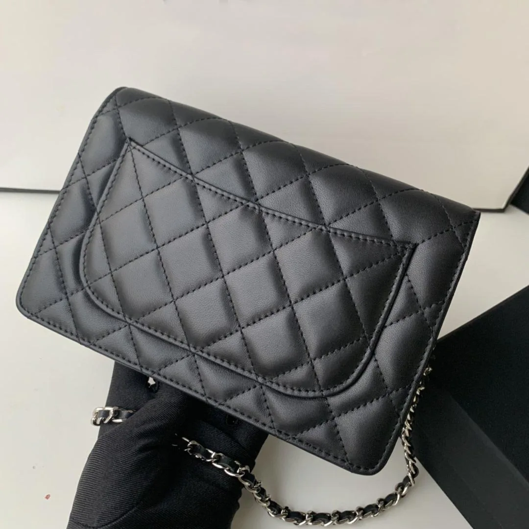 lambskin silver chai Модные женские сумки, сумка через плечо, мини кошелек, женская сумка на плечо с клапаном на цепочке, сумка-мессенджер, высокое качество, сумка woc - Цвет: lambskin silver chai