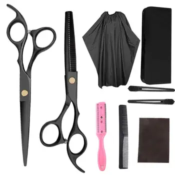 

9PCS Hair Cutting Scissors Set Pro Hairdressing Scissors Kit With Thinning Scissor Shears Hair Cape Comb Tools For Barber Salon