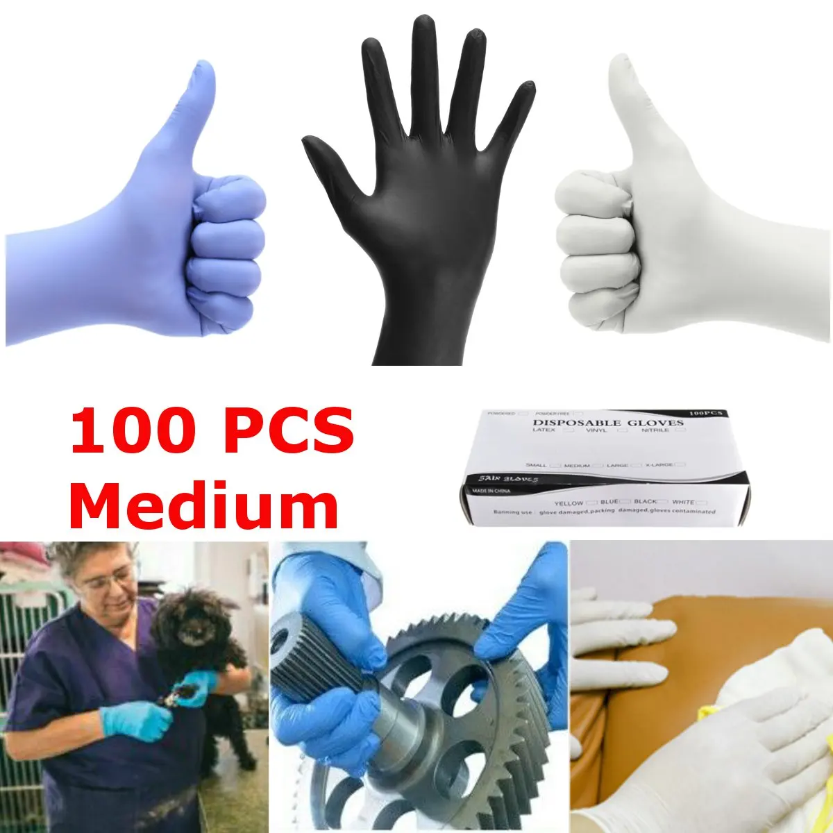 

100PCS Medium Disposable PVC Latex Rubber Protector Gloves M Size Household Dishwashing Work Garden Protective Cleaning Gloves