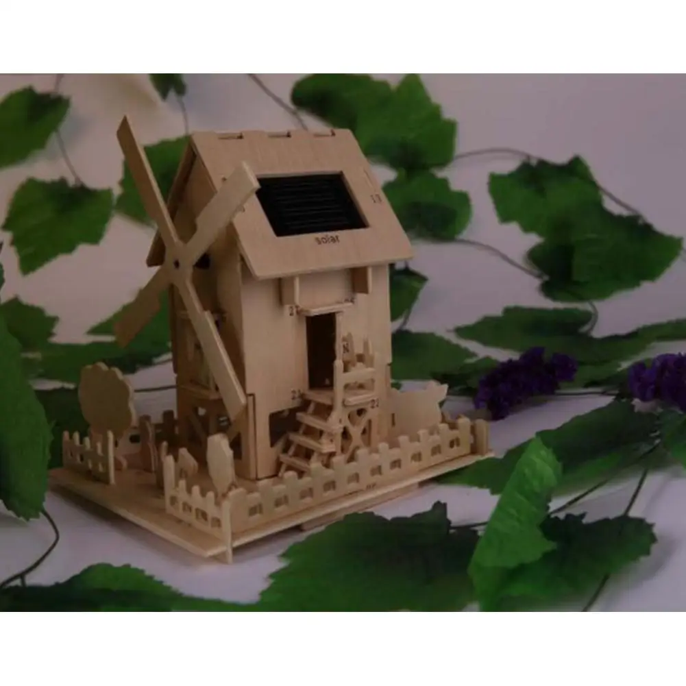 Солнечная энергия DIY деревянный домик ручной работы стерео дом модель головоломка солнечные игрушки для детей