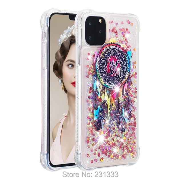 Для Iphone 11 PRO MAX 6,5 5,8 6,1 дюймов жидкий противоударный мягкий ТПУ чехол мультяшная Сова Цветок Блестящий Прозрачный кожаный чехол Мода 100 шт