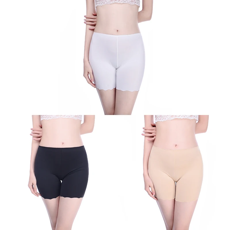 Women Safety Short Pants Seamless Summer Ice Silk Three Minute Boy Shorts Big Size Safety Underpant Female Seamless Pants