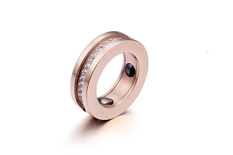 ANILLO женское кольцо из розового золота, инкрустированное однорядным кубическим цирконием, нержавеющая сталь, магнит для здоровья, обручальное ювелирное изделие, подарок