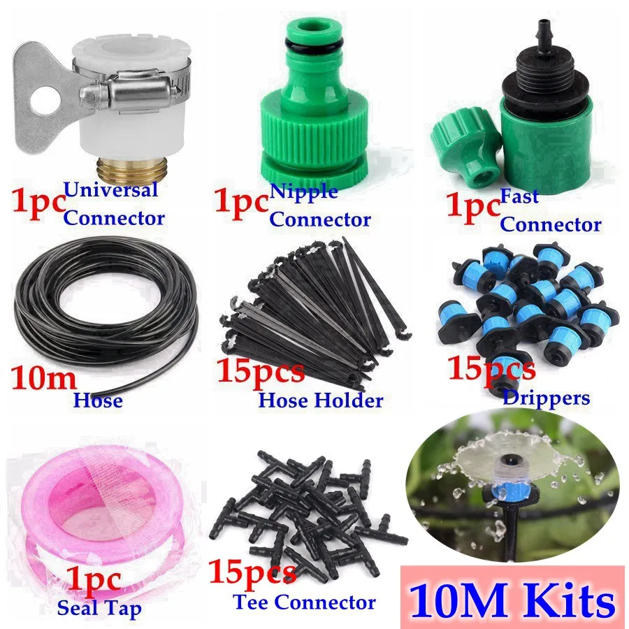 10m Kits 40 м 20 м 5 м садовый капельный наборы для полива Автоматическая капельная оросительная система комплект DIY Садоводство микро оросительные комплекты фонтанный разбрызгиватель - Цвет: 10m Kits