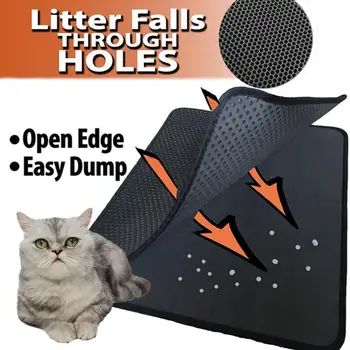 

Cat Pad Cat Litter Box Cat Litter Mat Waterproof Black/Grey EVA Double Home Filter Supplies Rug