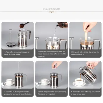 

Stainless Steel French Press Coffee Maker Cafetiere Percolator Tool Insulated Coffee Tea Brewer Pot With Filter Baskets