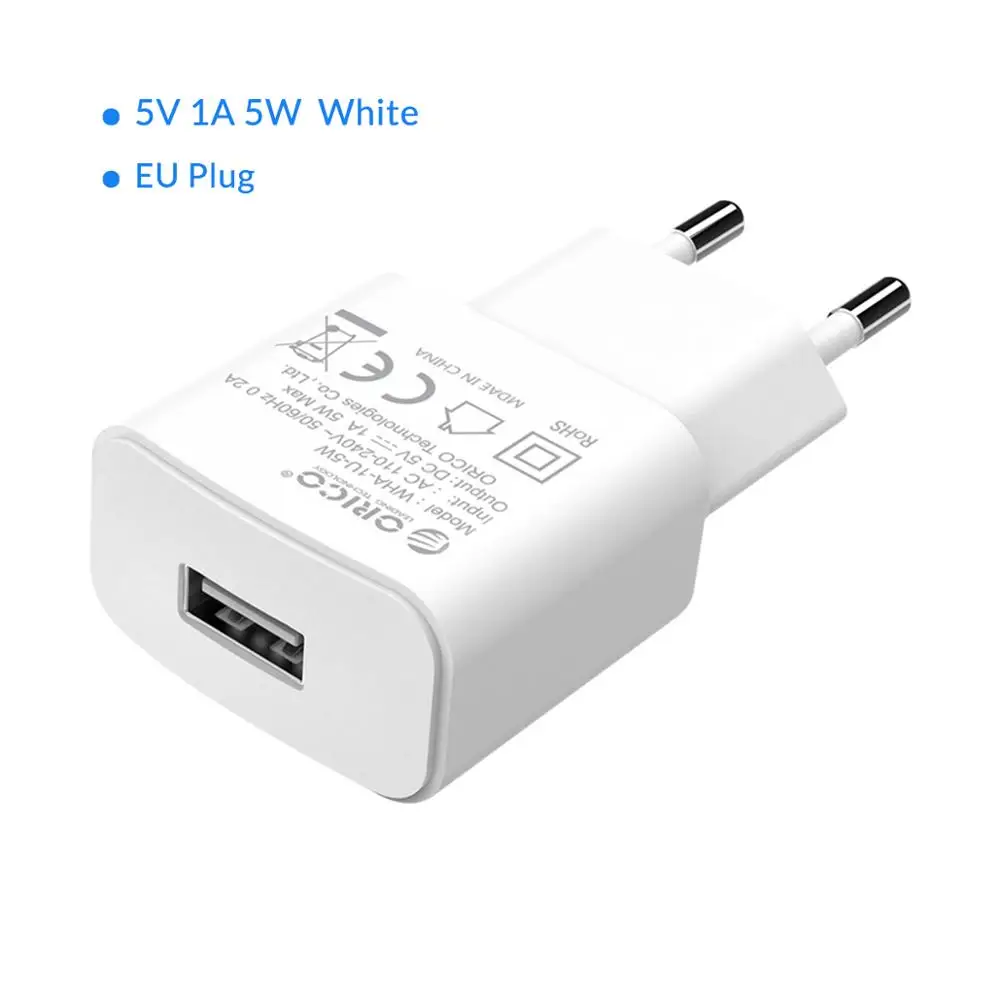 ORICO mi ni USB настенное Зарядное устройство 5V 1A 2A USB для мобильных телефонов для использования во время поездок, Зарядное устройство ЕС плагин для samsung Xiaomi mi 8 huawei iphone - Тип штекера: WHA 5V 1A 5W White