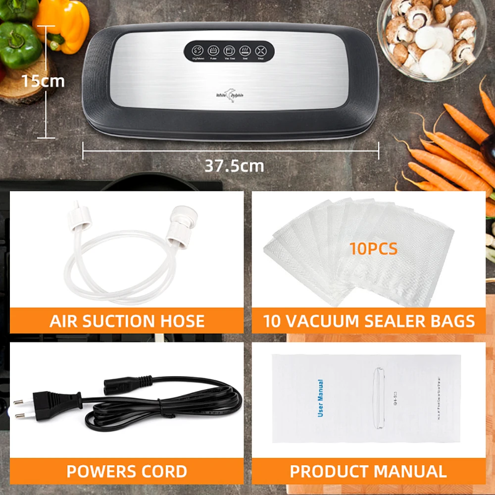 2.The machine should be used with special bags with lines when vacuum