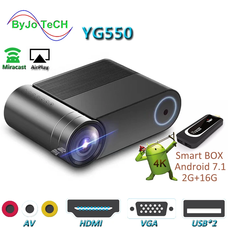 

ByJoTeCH YG550 1080P LED Projector WiFi Multi-Screen Home Theater Beamer Android 7.1 optional Full HD Proyector 4000 lumens