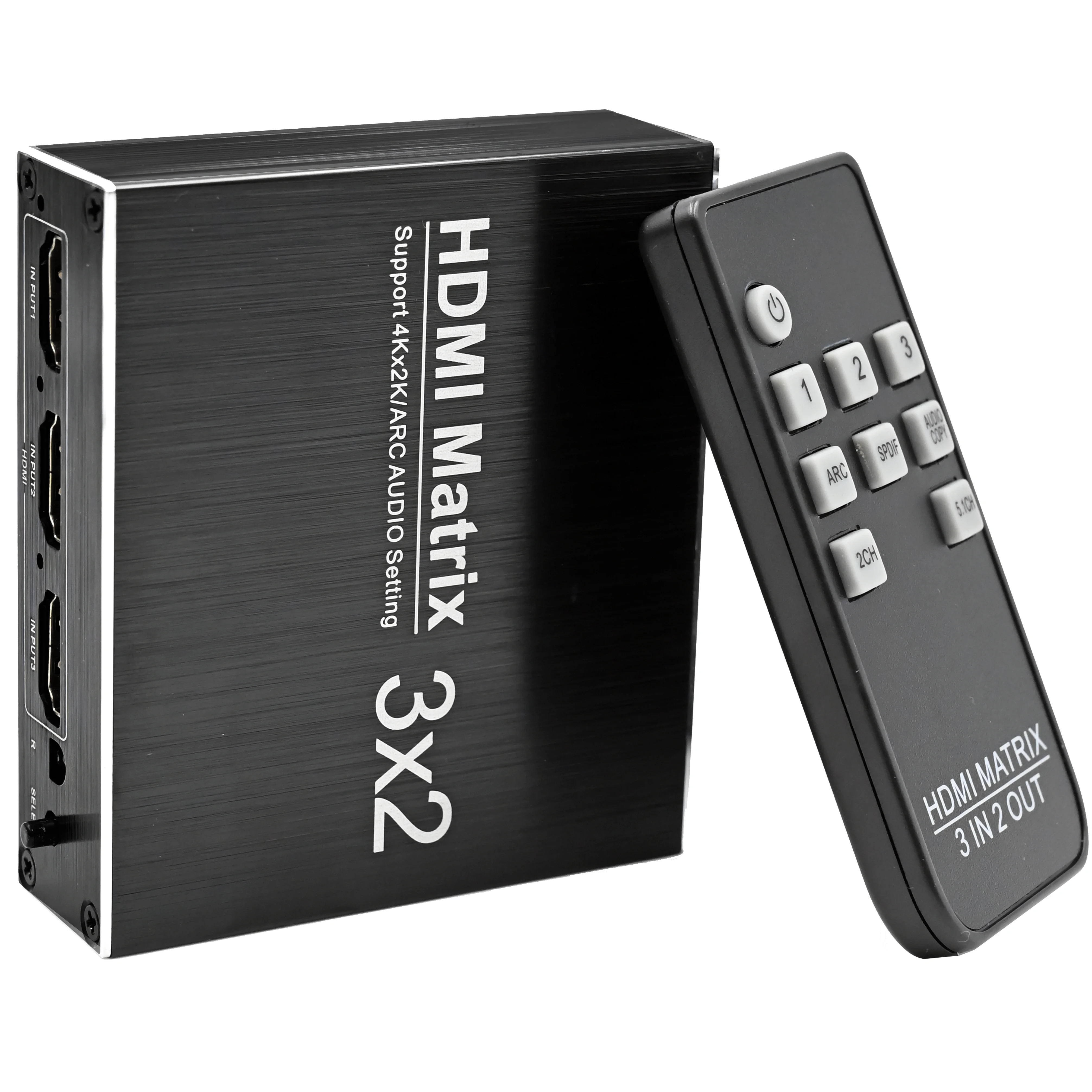  HDMI Matrix 3X2 4K@60Hz with Optical TOSLINK&R/L 3.5mm Audio Extractor Hdmi switcher Ultra HD 1080P