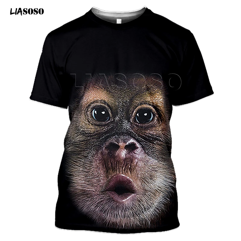 Летняя футболка с 3D принтом животных орангутанг уличная одежда забавная