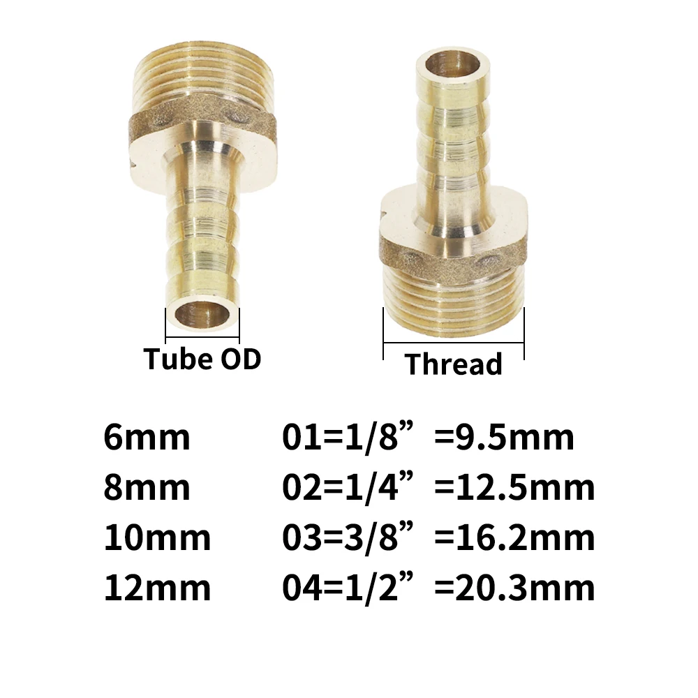 1 шт. латунный фитинг для труб 6 мм 8 10 12 шланг хвостовик 1/8 &quot1/4&quot 3/8 &quot1/2&quot Мужской