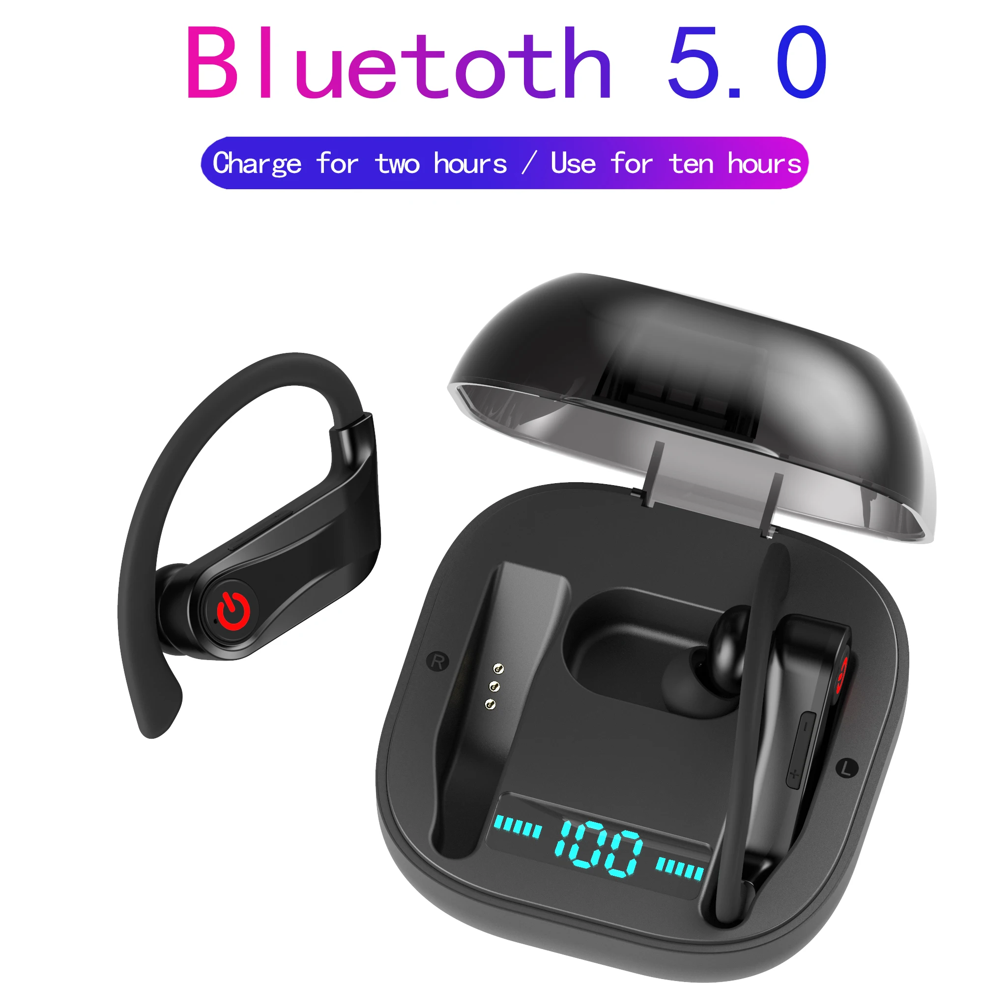 

Bluetooth 5.0 Earphones TWS Ultra-long Wireless Bluetooth Headset Waterproof Stereo Handsfree Gaming phone Earplug PK HBQ q32q67