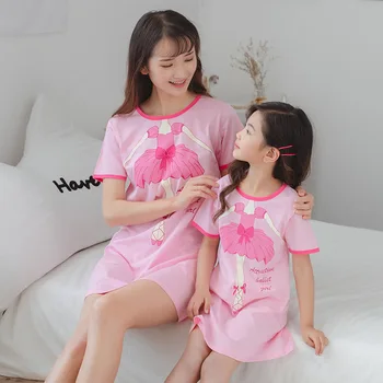 

Girl Nightdress Baby Pajamas Cotton Princess Nightgown Kids Home Dress Summer Dresses Big Girl Sleepwear Mother Kids Nightgown