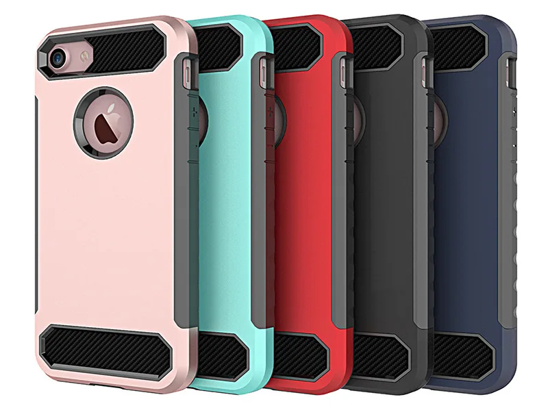 IPhone 7 чехол для телефона из углеродного волокна Защитный чехол-в-TPU+ PC ударопрочный iPhone 8 Plus