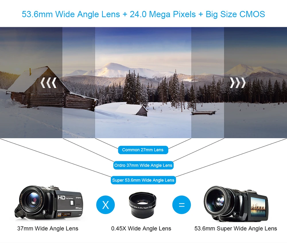 ORDRO HDV-D395 Full HD 1080P 18X Digital Camera 3.0"Touch Screen Digital Video Camera 24MP Resolution Touchscreen Remote Profe