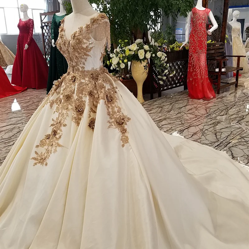 LS32470 золотые цветы простой вечернее платье V образным вырезом крышка рукав