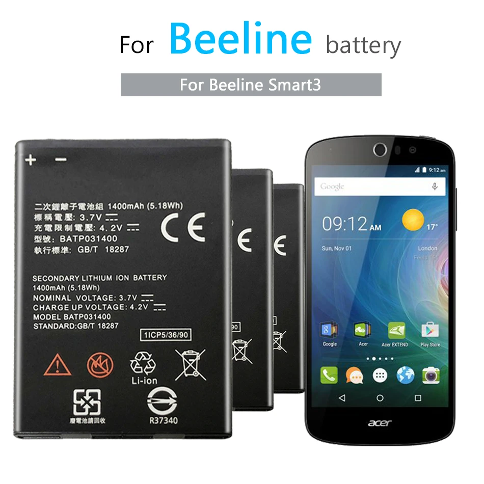 Новинка 2020 1400 мАч BATP031400 для AB1400BWML Beeline Smart 3 III Batterie Bateria batterij Batteri | Мобильные