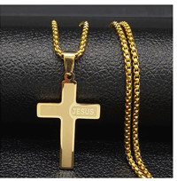 Модные длинные ожерелья с крестом Иисуса из нержавеющей стали для мужчин ювелирные изделия золотого цвета ожерелья на цепочке ювелирные изделия collares mujer N18910