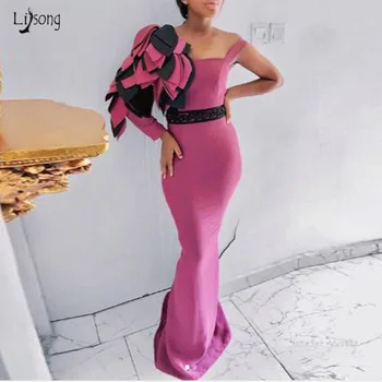 

2020 New Fuchsia Mermaid Long abendkleider Evening Formal Dresses with Flower Custom Made Prom Gown Vestidos de Noche Largos