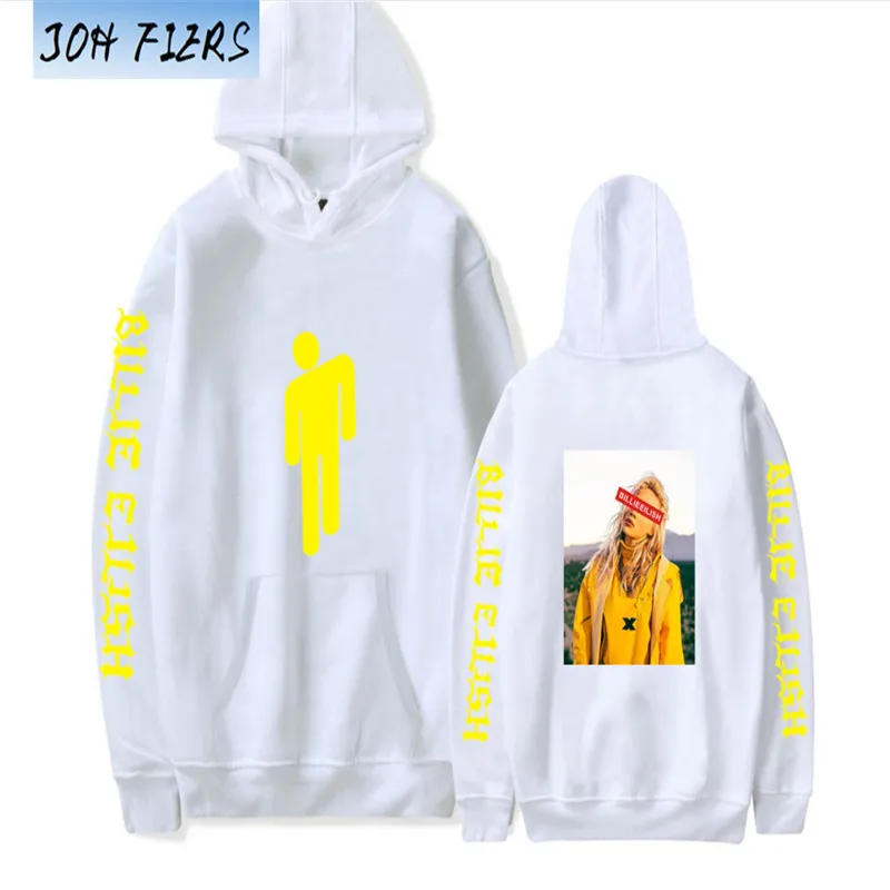 Новое поступление года; толстовка Billie Eilish с принтом для мальчиков и девочек; Толстовка Harajuku; повседневные толстовки; Лидер продаж; Kpop; толстовки; 4XL - Цвет: white1