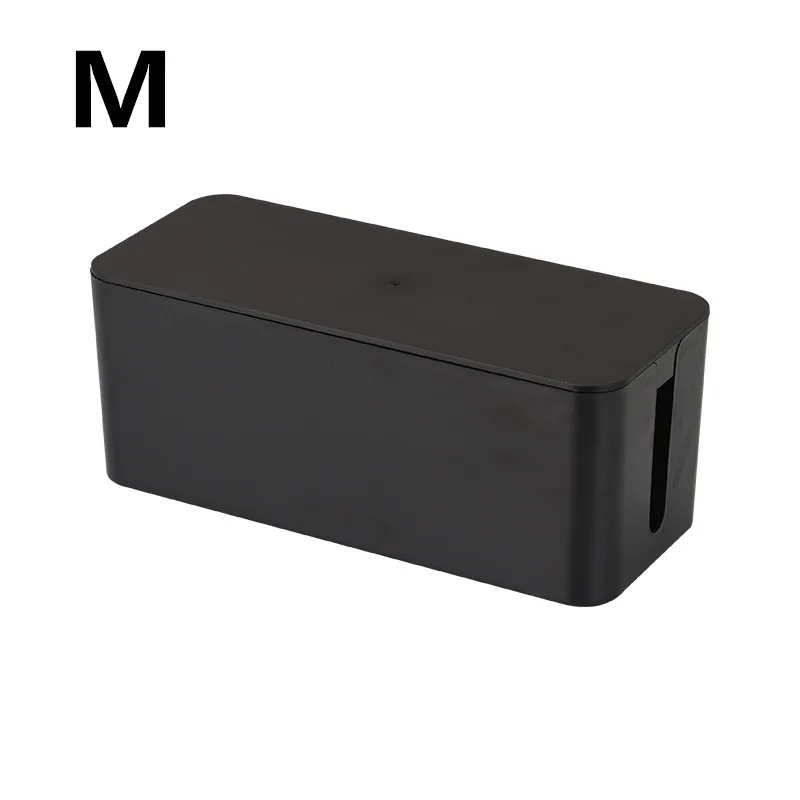 Креативный дом коробка для хранения кабеля PP Съемная крышка дизайн корпус розетки полый провод шнур безопасность аккуратный контейнер органайзер - Цвет: Black-M