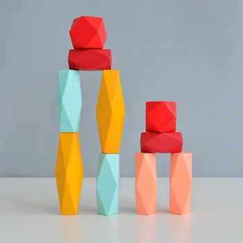 

Children's Wooden Colorful Stone Building Block Modern Educational Toys