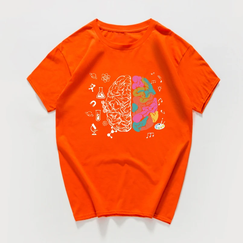 Harajuku Geek Brain Футболка мужская научная химия биология география уличная Математическая физика крутая футболка забавная футболка homme - Цвет: F416MT orange