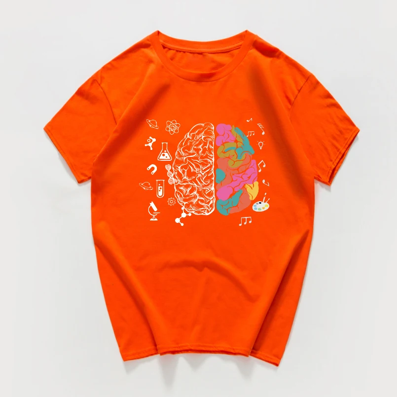 F416MT orange Harajuku Geek Brain Футболка мужская научная химия биология география уличная Математическая физика крутая футболка забавная футболка homme - Цвет: F416MT orange
