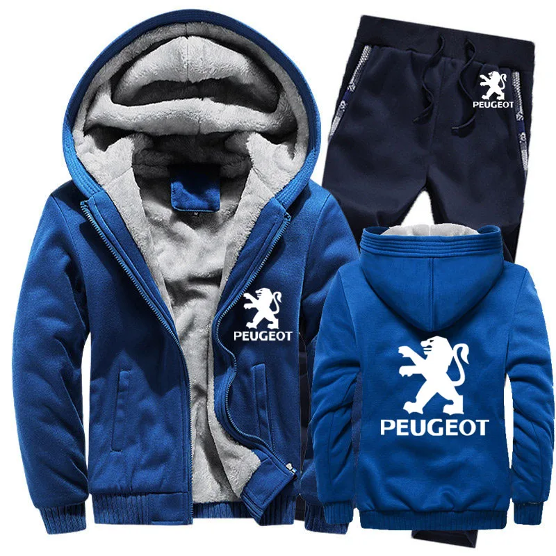 Толстовки мужские peugeot с логотипом автомобиля мужские s толстовки костюм зимний толстый теплый флис хлопок спортивный костюм на молнии мужские s куртка брюки комплекты из 2 предметов - Цвет: 822