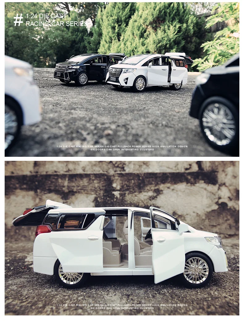 Новинка 1:24 1:32 Toyota Alphard Роскошная бизнес-модель автомобиля из сплава с откидной спинкой литые игрушечные транспортные средства 6 дверей можно открыть