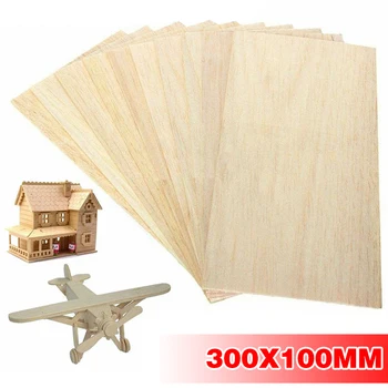 

10pcs 300*100*1.5mm Balsa Wood Sheets Wooden Plate Aircraft Light Wood Board for DIY House Ship Aircraft Toys