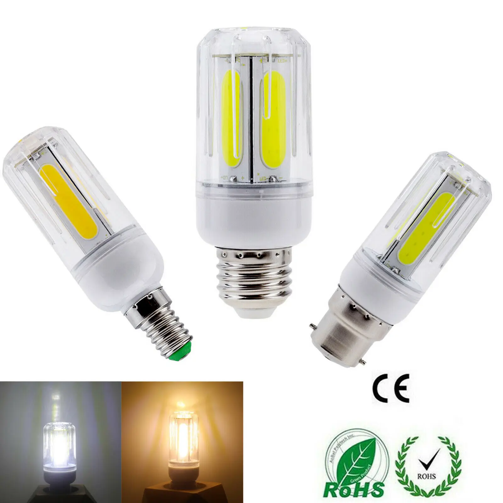 

110V 220V E26 E27 B22 E14 Screw / Bayonet Base Lamps AC 85-265V LED COB Corn Light Bulbs Super Bright for Home Office 12W 16W