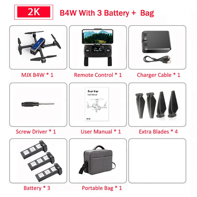 MJX B4W профессиональный 5G gps Дрон с камерой 2K WiFi FPV Бесщеточный пульт дистанционного управления дистанция 2 км RC Квадрокоптер Вертолет игрушка F11 - Цвет: B4W Blue 3B Bag
