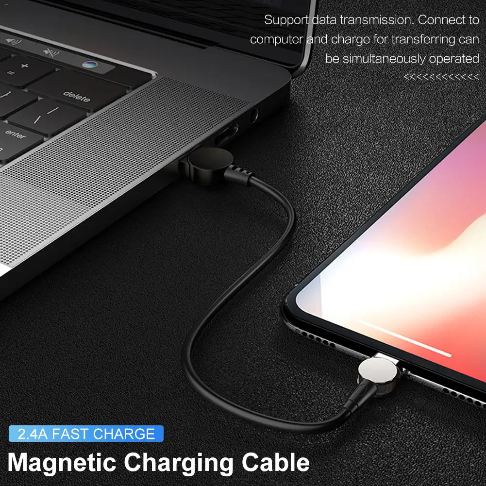 Магнитный зарядный кабель Micro USB и type C 3 в 1 180 градусов под прямым углом Магнитный кабель передачи данных