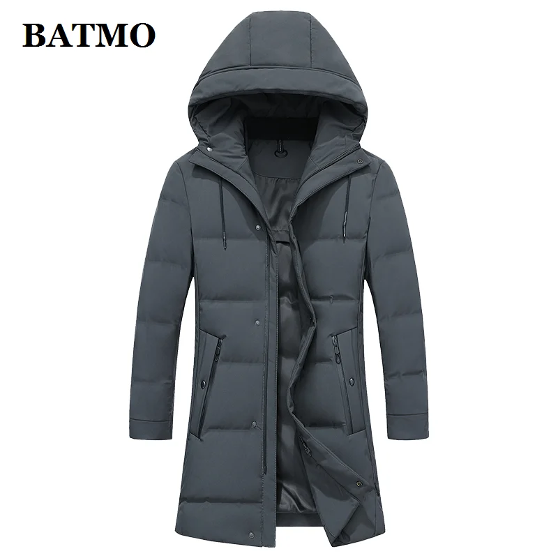 BATMO Новое поступление зима 90% белый утиный пух с капюшоном куртки мужские, мужские зимние пуховики, мужское зимнее пальто, YR8099 - Цвет: Серый