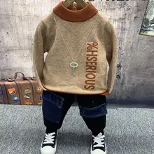 Baby Boys Clothing Sets winter Children's Warm knit sweater, thick jeans 2pcs Suits boys Sports Kids Clothes Fashion Clothes 2-6