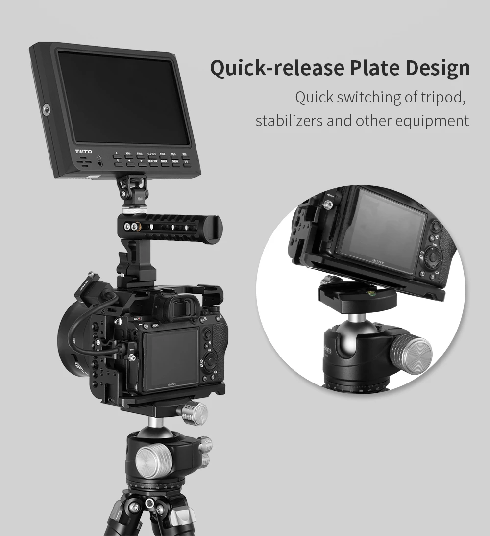 Selens A7iii A7R3 A7M3 Aluminum Alloy Cage Rig Cold Shoe Mount Stand Protective