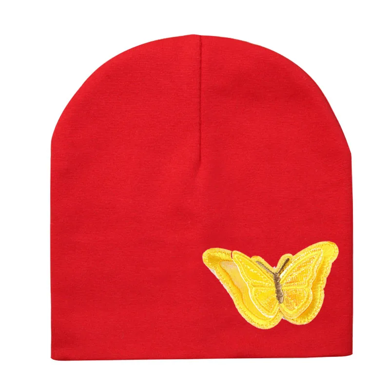 New Baby boy girl hat color butterfly cloth sticker Toddler Infant Beanie Hat Spring Autumn Winter Children's Hats kids beanies