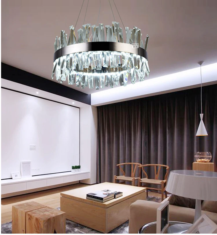 Modern crystal chandelier lighting for living room gold ring combination led chandeliers home decoration lustre cristal l