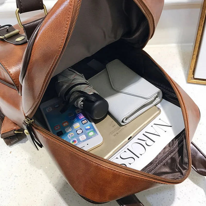 HEFLASHOR Mochila Feminina, противоугонные школьные сумки, водонепроницаемые, для путешествий, в винтажном стиле, для ноутбука, кожаный большой рюкзак для женщин, корейский дизайн