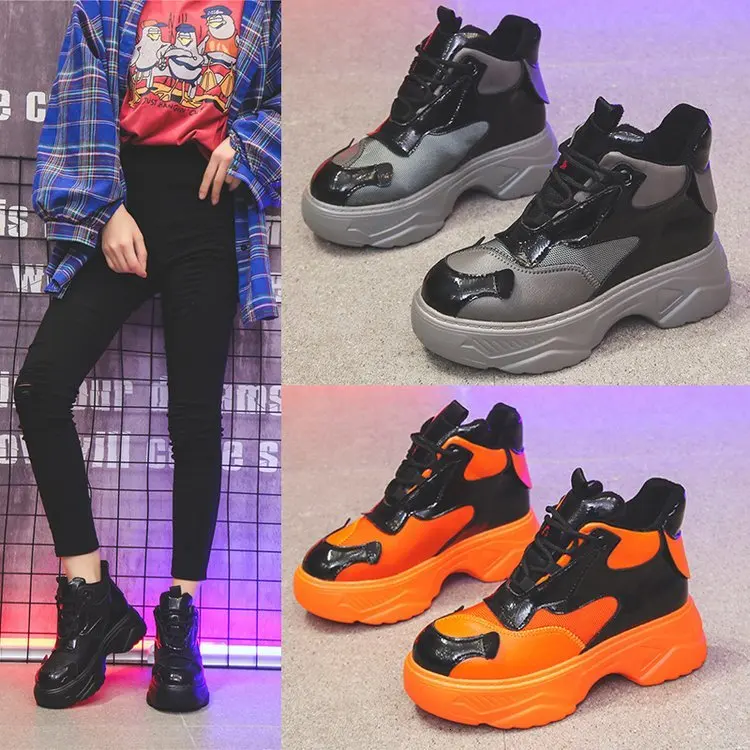 Winter Women High Top Sneakers Fashion Ladies Chunky Shoes Tenis Basket Female Brand Orange Platform Casual Shoes Woman