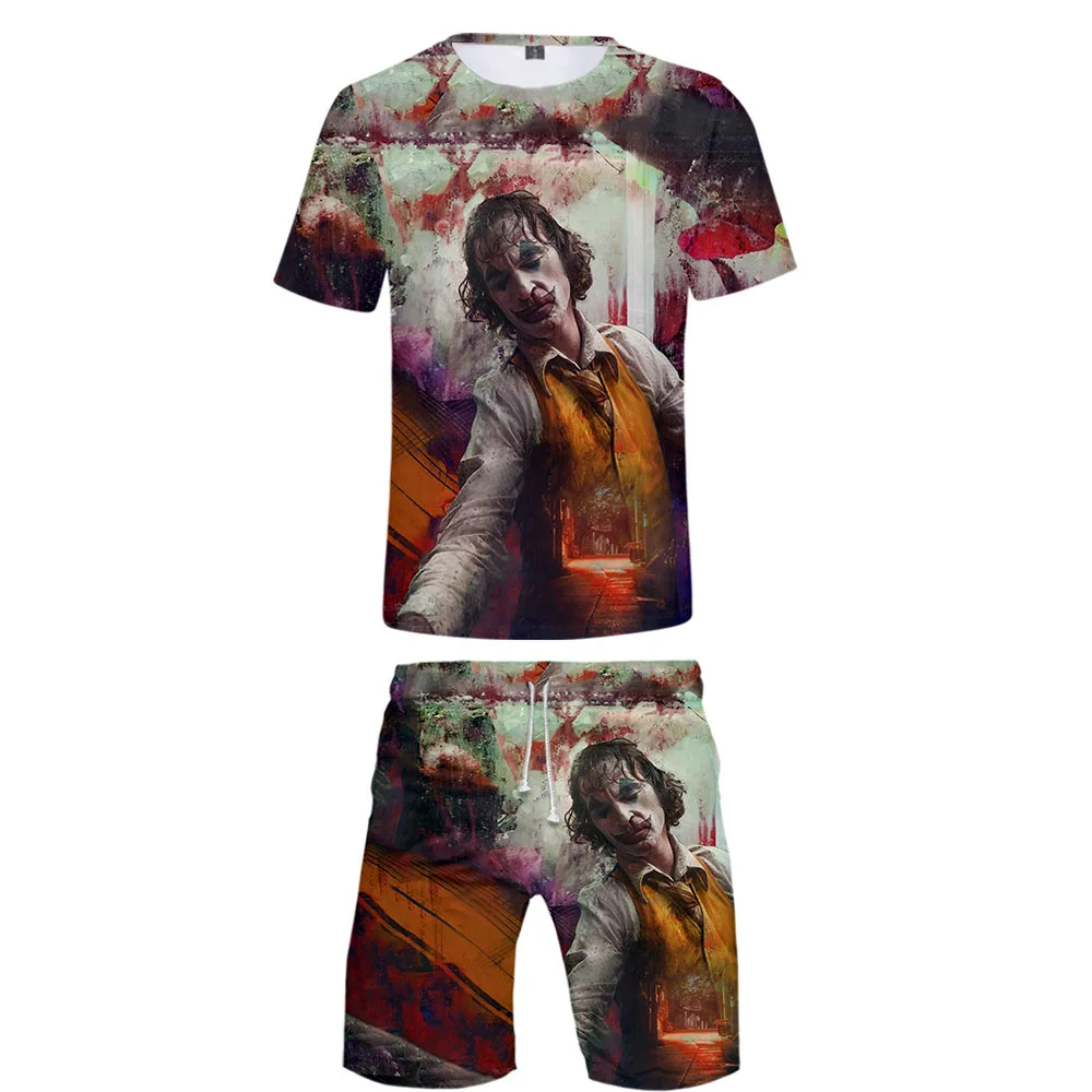 Joker, комплект из 2 предметов, Повседневная футболка с короткими рукавами и 3D-принтом, комплект из 2 предметов, крутой комплект в стиле хип-хоп