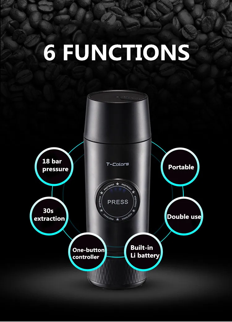 Портативный Электрический Кофе Mechine мини Nespresso кофеварка встроенный аккумулятор горячей/холодной экстракции порошок и капсулы