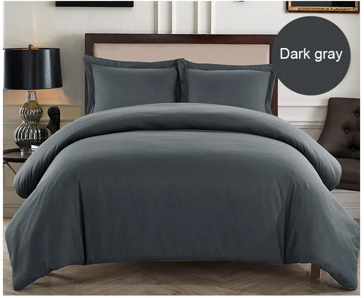 Dark gray Комплект постельного белья, домашний комплект постельного белья, мягкое одеяло, наволочки, сплошной цвет, семейный набор постельного белья для отеля, моющийся, прочный, дышащий - Цвет: Dark gray