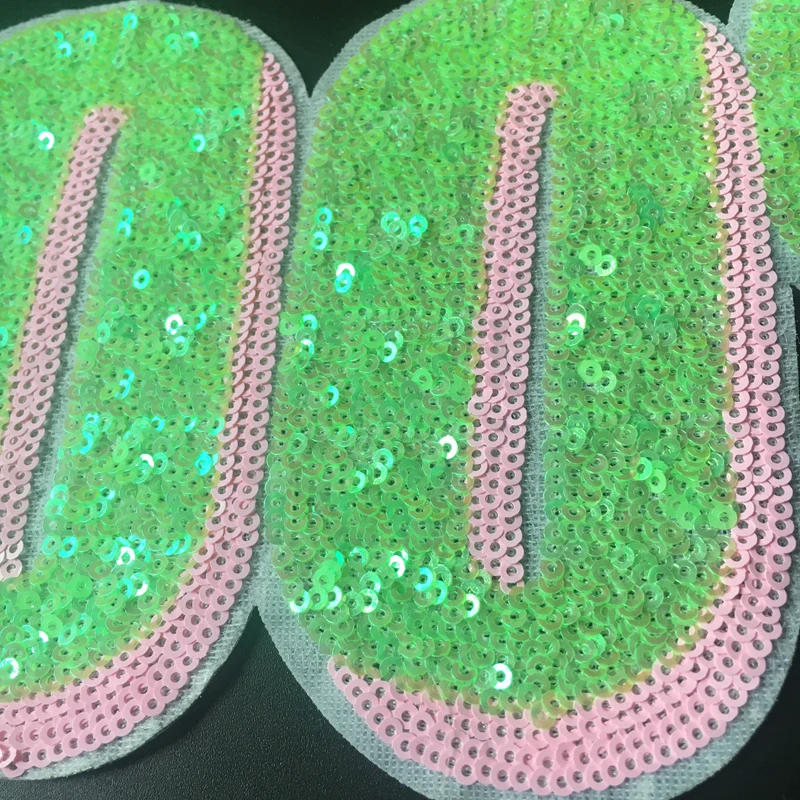 1 Piece Pink Fluorescent Green Sequined Iron on Patches for Clothes Large Number Sequins Applique DIY Sewing Accessories