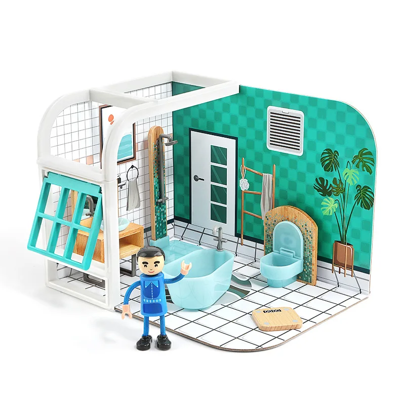 C Высокое качество кукольный дом мебель Diy Миниатюрный 3D Деревянный Miniaturas кукольный домик игрушки для детей подарки на день рождения - Цвет: C