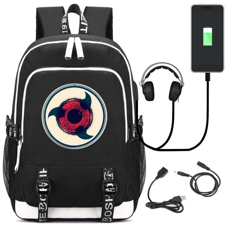 Cartoon Naruto Hatake Kakashi Backpack USB Charging Knapsack Anime Bookbag School Bags Laptop Shoulder Bags Men Travel Bag